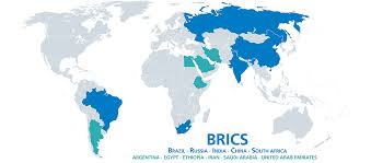 "Map showing BRICS member countries, highlighting China as the largest economy and its strategic influence in fostering economic and political cooperation within the group."