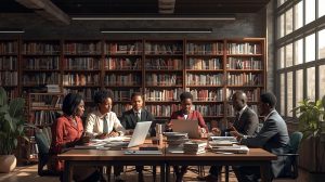 African Publishing office showing collaboration and diverse team