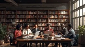 African Publishing office showing collaboration and diverse team